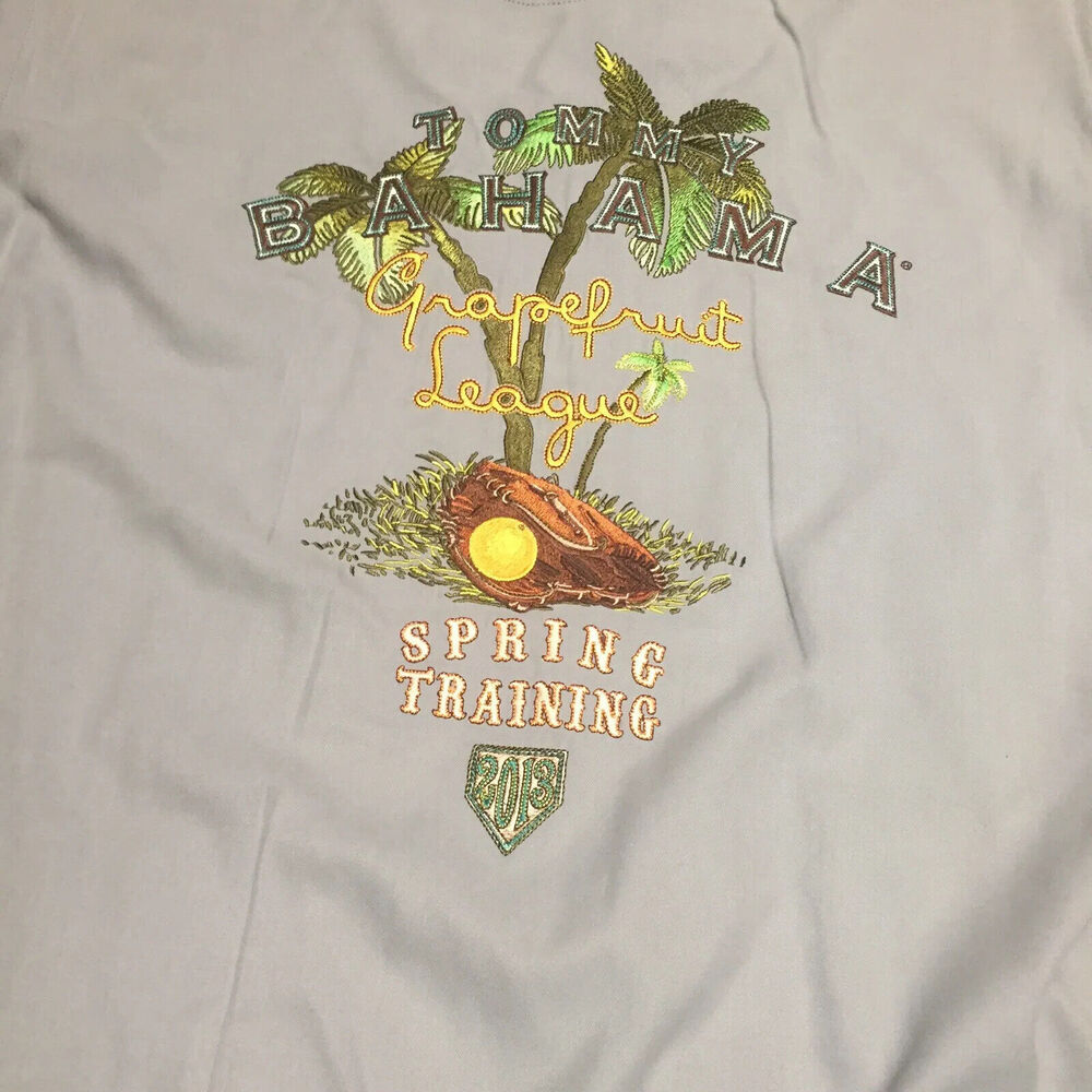 Tommy Bahama Camp Shirt Mens M Grapefruit League 2013 Silk Embroidered MLB Hawai - Picture 2 of 6